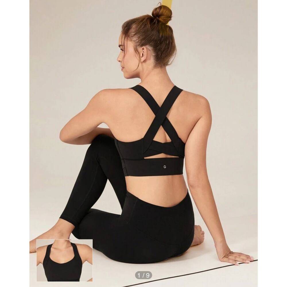 GLOWMODE FeatherFit Cross Back Sports Bra Black Size S